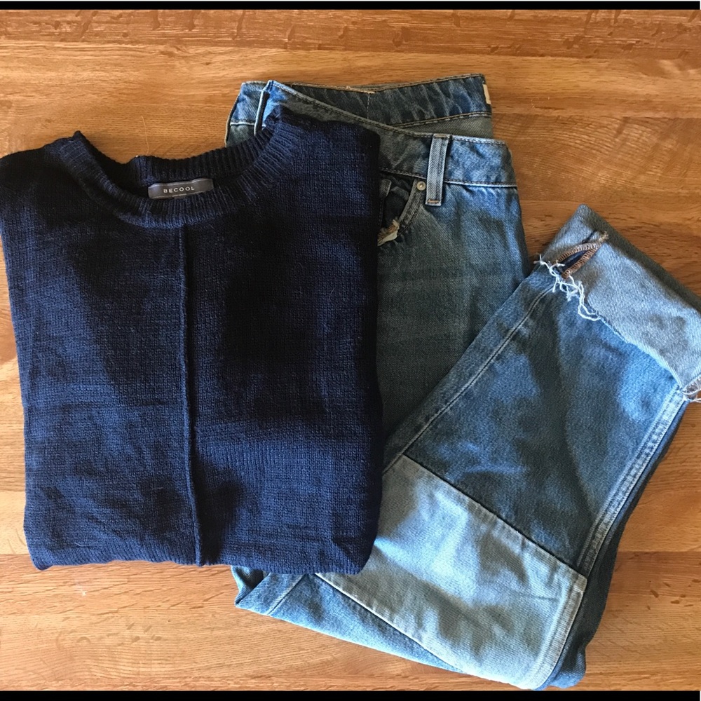 Navy blue sweater shirt